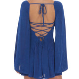 LUCY IN THE SKY ROYAL BLUE FLARE SLEEVE DRESS