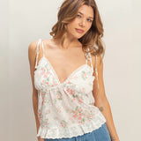 FEELIN FINE PINK FLORAL BABY DOLL TOP