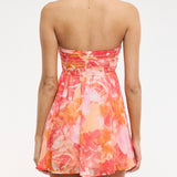 SORBET SUNSET STRAPLESS MINI DRESS