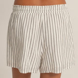 BLACK STRIPED LINEN SHORTS