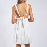 NOT PLAYING GAMES WHITE LACE TRIM MINI DRESS