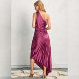 LIFE OF THE PARTY PINK ASYMMETRICAL MIDI DRESS