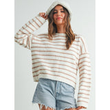 STILL TIME TAUPE STRIPED KNIT SWEATER