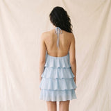 ROARING 20S BLUE RUFFLE MINI DRESS