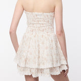 NOBODY BUT US NEUTRAL FLORAL STRAPLESS MINI DRESS
