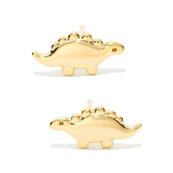 GOLD STEGOSAURUS STUD EARRINGS