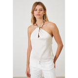 WRAPPED AROUND BEADED HALTER TOP