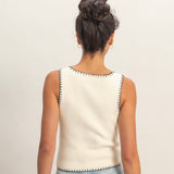OUT OF THE ORDINARY WHITE CONTRAST STITCH TANK TOP