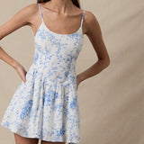 ALL THE SIGNS BLUE FLORAL MINI DRESS