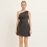 POLKA DOT IT BLACK CUT OUT MINI DRESS