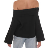 LUCY IN THE SKY BLACK OFF SHOULDER SWEATER