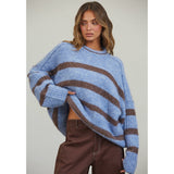 WORTH THE WAIT BLUE & BROWN STRIPED SWEATER