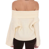 LUCY IN THE SKY CREAM OFF SHOULDER SWEATER