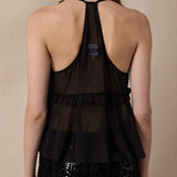 CANT SEE ME BLACK RUFFLE TANK TOP