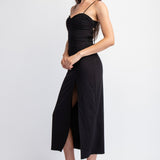 DOUBLE TAKE BLACK MIDI DRESS