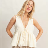 GREAT DIVIDE WHITE FRONT TIE TANK TOP