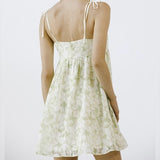OFF TO NEVERLAND GREEN FLORAL MINI DRESS