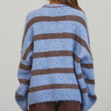 WORTH THE WAIT BLUE & BROWN STRIPED SWEATER