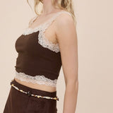NOTHING BASIC BROWN LACE TANK TOP