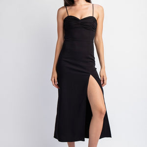 DOUBLE TAKE BLACK MIDI DRESS