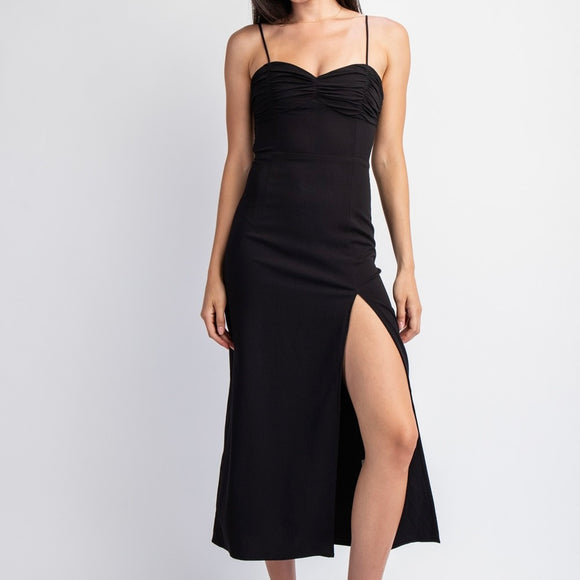 DOUBLE TAKE BLACK MIDI DRESS