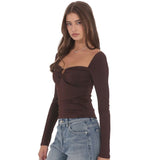 LUCY IN THE SKY BROWN EMBELLISHED TOP