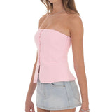 LUCY IN THE SKY BABY PINK TAILORED TOP