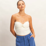 CROSSOVER WHITE KNIT TUBE TOP