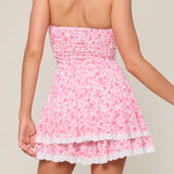 WONT FORGET PINK FLORAL MINI DRESS