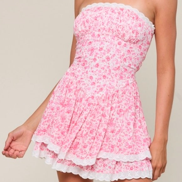 WONT FORGET PINK FLORAL MINI DRESS