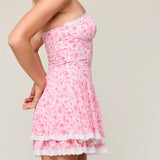 WONT FORGET PINK FLORAL MINI DRESS