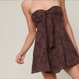 WAITING ON YOU BROWN STRAPLESS MINI DRESS