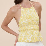 SO GOLDEN PATTERNED HALTER TOP