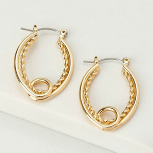 MINA GOLD TEXTURED OVAL HOOP EARRINGS