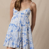 ISLAND LIFE PATTERNED CORSET MINI DRESS