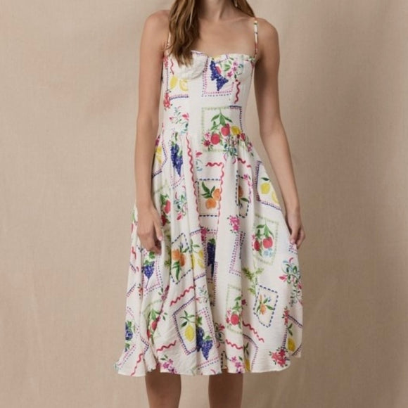 A BIT FRUITY PATTERNED MIDI DRESS