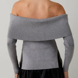 BRUSH IT OFF GRAY RIBBED TOP