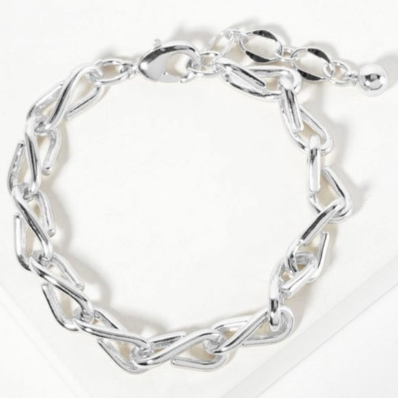 WHITE GOLD DIPPED CHUNKY CHAIN BRACELET