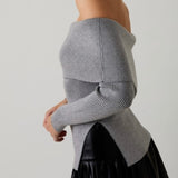BRUSH IT OFF GRAY RIBBED TOP