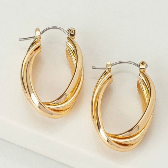 MARJORIE TWISTED OVAL HOOP EARRINGS