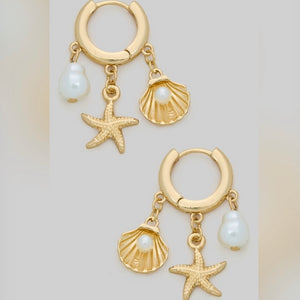 SAMI SEA LIFE CHARM DANGLE EARRINGS