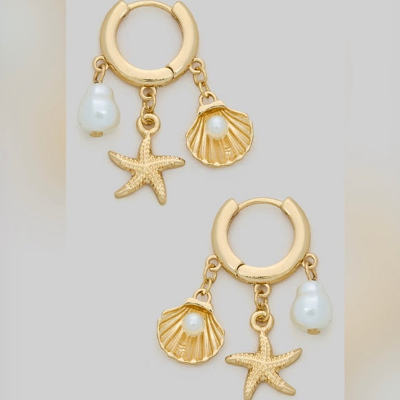 SAMI SEA LIFE CHARM DANGLE EARRINGS