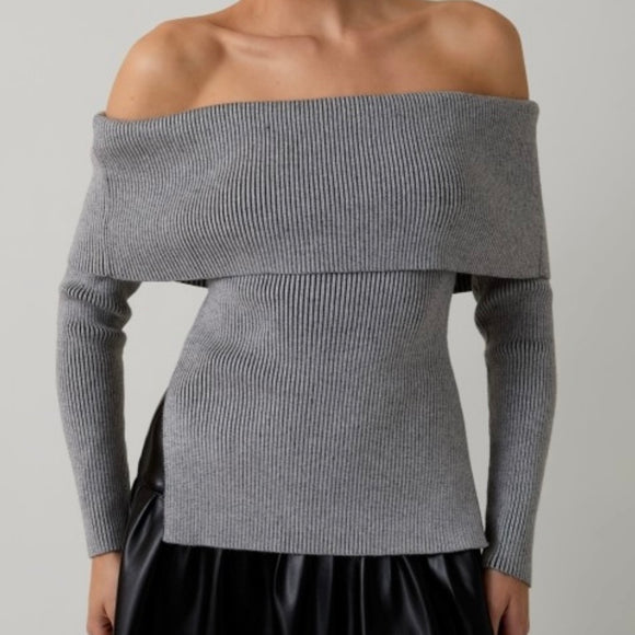 BRUSH IT OFF GRAY RIBBED TOP