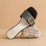 THE GLENDALE BLACK BAMBOO BUCKLE HEELS
