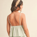 ITS A MATCH GREEN LINEN TANK TOP