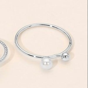 SILVER DIPPED PEARL AND BALL RING