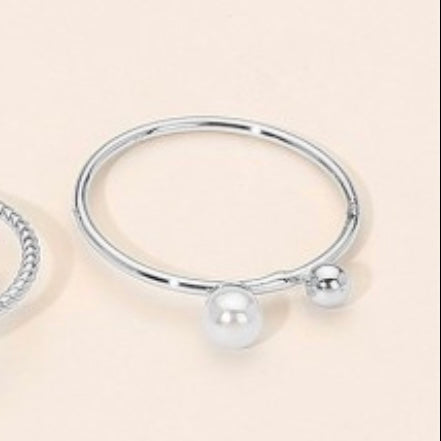 SILVER DIPPED PEARL AND BALL RING