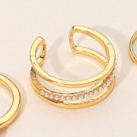 GOLD DIPPED STACKED PEARL RING