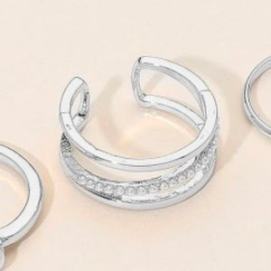 SILVER DIPPED STACKED PEARL RING