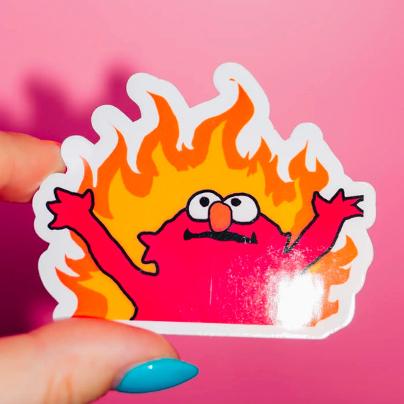 ELMO ON FIRE STICKER